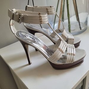 Guess cream and beige heels size 7, leather upper